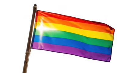 Vibrant rainbow flag waves proudly celebrating lgbtq pride and equality rights