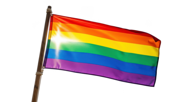 Vibrant rainbow flag waves proudly celebrating lgbtq pride and equality rights
