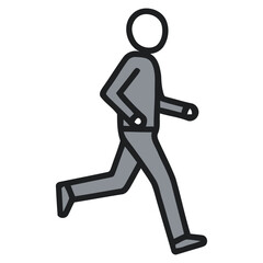 Vibrant Grey Stick Figure Illustration of an Energetic Person Running