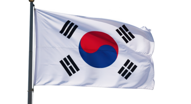 Waving south korean flag national symbol patriotism and national identity flying high