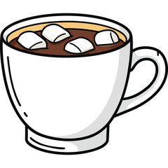 Hot Chocolate with Marshmallows Illustration mug drink beverage sweet dessert winter holiday cozy comfort