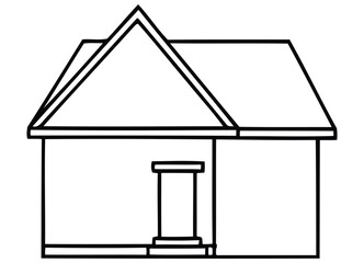 Minimalist Side View House Design Outline Architectural Drawing Concept
