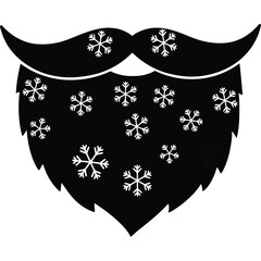 Black beard with white snowflakes vector illustration mustache winter christmas holiday facial hair