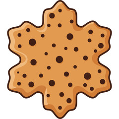 Cartoon snowflake cookie with chocolate chips illustration winter holiday food sweet dessert treat baked