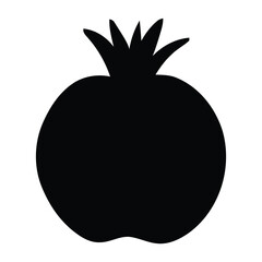 Exotic Pomegranate Fruit Silhouette Outline for Culinary Graphics