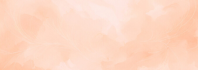 Fototapeta premium A soft, misty watercolor background in peach and coral tones, decorated with thin white lines.