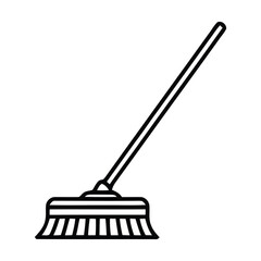 Generic Angled Push Broom Line Art Icon for Floor Sweeping Needs
