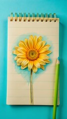 notebook and flower