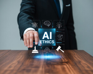 Exploring AI ethics and governance, a future of responsible innovation, where technology meets morality for sustainable progress, shaping a trustworthy digital world with accountability