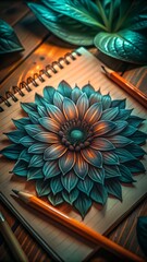 
flower on a notebook sheet