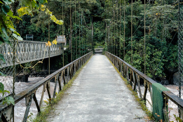 View with the Puente Ruinas (Ruins Bridge) over the Vilcanota (Urubamba) River in Aguas Calientes