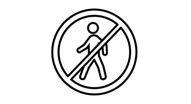 Prohibition Sign: No Access For People, Symbolic Representation, Black Background