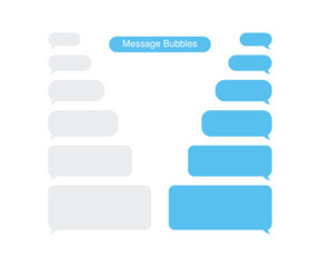 Chatting in smartphone. Send or receive sms on app. Speech bubble message on phone. Chat, message bubbles. Vector illustration