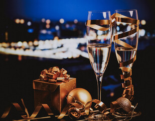 toasting with champagne glasses