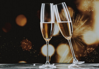 toasting with champagne glasses