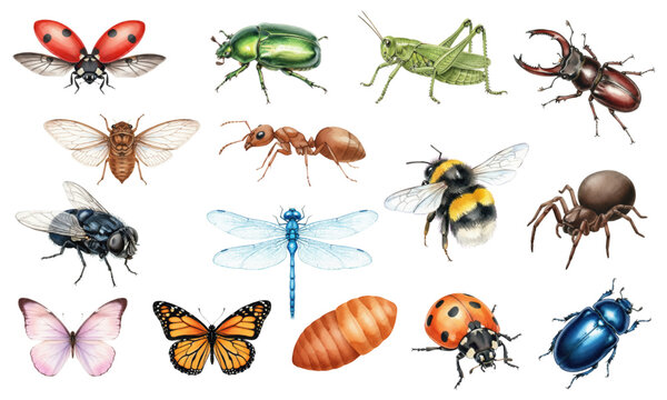 Watercolor Insect and Bug Collection Set Entomology