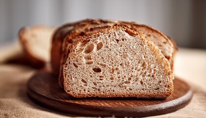 Slice Of Homemade Sourdough Bread Close Up
