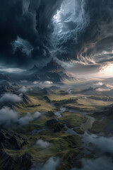 The Storm Above Aethernor. Generative AI
