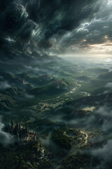 The Storm Above Aethernor. Generative AI
