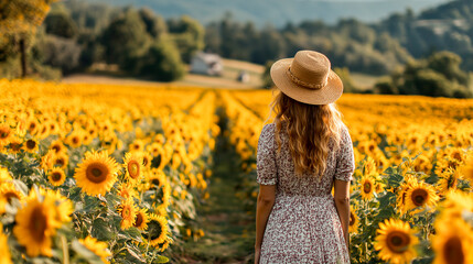 sunflower field in the morning