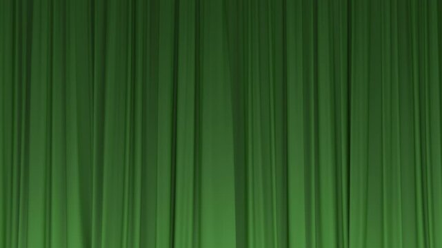 Green silk curtains opening up