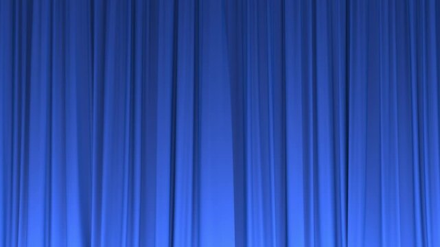 Blue silk curtains opening up