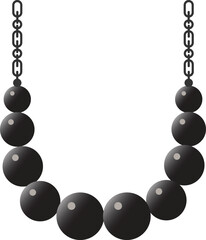 Elegant black pearl necklace with silver chain adds a touch of glamour to any outfit, perfect for jewelry designs and fashion illustrations