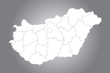 Vector graphic artwork suitable for print and web containing flat detailed map of HUNGARY