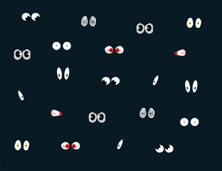 Set of funny  eyes in the dark - vector illustration stock illustration