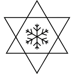 Star of David with Snowflake Icon winter holiday jewish symbol illustration geometric shape triangle cold