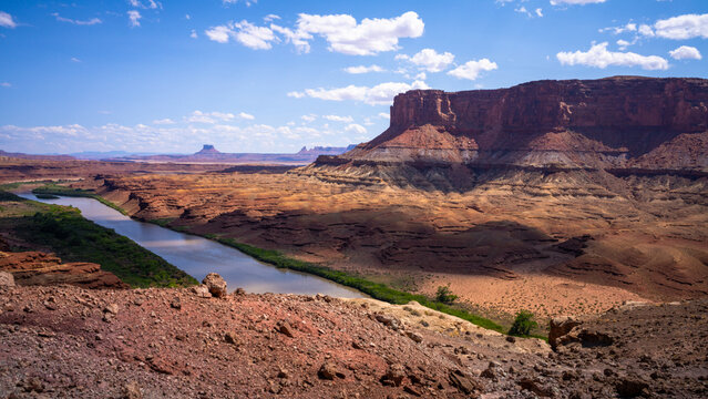 hiking near moab in canyonlands island in the sky in utah, usa