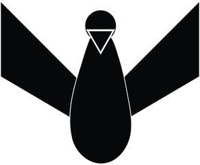 Minimalist black and white bird icon illustration representing freedom and flight, abstract animal logo design element for branding, nature, and creative artwork