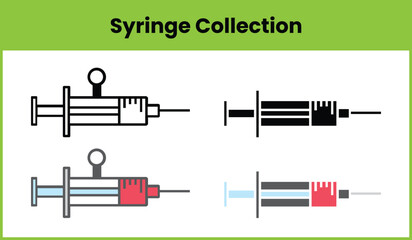 Syringe Icon Collection Vector Illustration for Medical and Vaccination Design