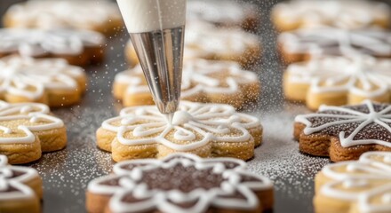 Festive holiday cookies with intricate icing designs for seasonal celebrations and baking inspiration