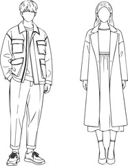 Fashion illustration of casual and formal outfit styles