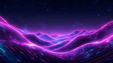 The vibrant abstract purple space background features a bright, glowing wave of fractal lines and stars, creating a dark fantasy texture