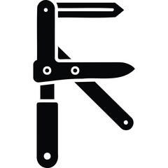 Folding Pocket Knife Icon tool blade utility equipment portable compact multitool cut sharp