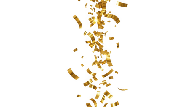 Golden confetti streamers cascade down for celebratory moments and festive events