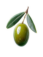 Obraz premium green olives with leaves