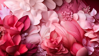 Obraz premium Abstract Floral And Botanical Background Red And Pink Banner