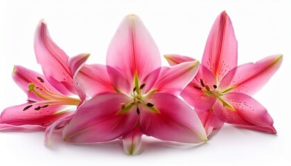Fototapeta premium Pink Lily Flowers Isolated On White Background