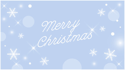 Merry Christmas英語メッセージカードベクター素材｜雪の結晶・冬・キラキラ背景