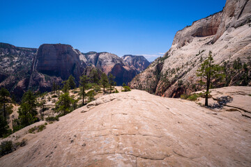 hiking in zion national park in utah, usa