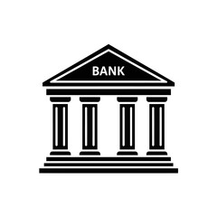 Obraz premium A stylized black and white illustration of a classic bank building facade.