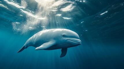Fototapeta premium Exploring the beluga whale a fascinating arctic marine mammal of underwater wildlife