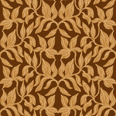 Seamless gold leaves autumn pattern