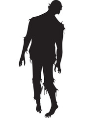 Spooky Limping Tattered Halloween Zombie Silhouette Shape Vector Illustration