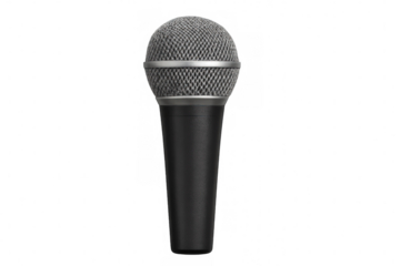 Microphone for live performance, recording sound, broadcasting speech, or singing, standing on transparent background