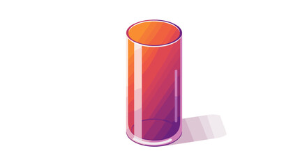 Transparent cylinder with gradient colors and soft shadow in isometric style