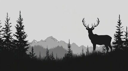 deer, animal, silhouette, nature, vector, illustration